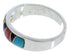 Sterling Silver Multicolor Inlay Jewelry Ring Size 4-3/4 UX37138